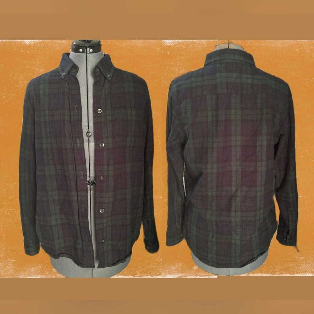 L.L. Bean Shirt Men’s GreenBlue Plaid Flannel Button Up Casual |Size S |Preowned